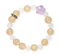 SENLLY Sunlit Bloom - Beaded Stretch Bracelet with Natural Citrine, White Agate & Lavender Amethyst, Handcrafted Natural Stone Jewelry for Joy, Harmony & Emotional Clarity