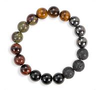 SENLLY Titan Focus - Beaded Stretch Bracelet with Natural Tiger’s Eye, Red Tiger’s Eye & Dragon Bloodstone, Handcrafted Natural Stone Jewelry for Strength, Grounding & Clarity