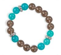 SENLLY Urban Contrast - Natural Amazonite & Smoky Quartz Beaded Bracelet, Handcrafted Natural Stone Jewelry for Clarity, Confidence & Balance
