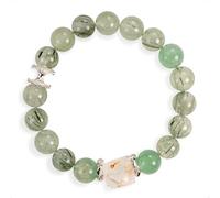 SENLLY Verdant Clarity - Beaded Stretch Bracelet with Green Rutilated Quartz, Green Strawberry & Black Gold Super Seven, Handcrafted Natural Stone Jewelry for Balance, Renewal & Clarity