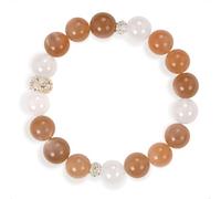 SENLLY Warm Serenity - Beaded Stretch Bracelet with Natural Sunstone & White Agate, Handcrafted Natural Stone Jewelry for Warmth, Clarity & Emotional Balance