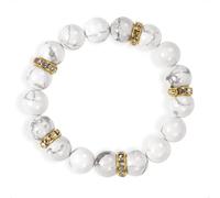 SENLLY White Serenity - Beaded Stretch Bracelet with Howlite, Handmade Natural Stone Jewelry for Calm, Balance & Clarity