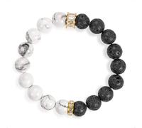 SENLLY Zen Balance Duo - Beaded Stretch Bracelet with Howlite & Lava Rock, Handmade Natural Stone Jewelry for Calm, Strength & Grounding Energy