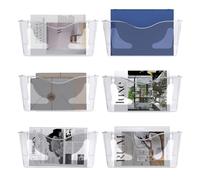 Senloglb Lot de 6 dossiers suspendus en acrylique pour courrier - Support mural super durable en plastique pour documents, magazines et enveloppes, organiseur de fichiers transparent