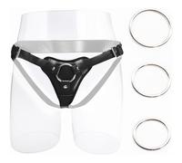 SenLuxe Harnais Strap-On en Cuir pour Femmes et Couples - Réglable, 3 Anneaux Métalliques (Ø 3/4/5 cm) - Convient pour l'insertion & Jeux de Rôles - Hommes & Femmes