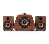 Senmeki Mini haut-parleur d'ordinateur avec caisson de basses, haut-parleurs de bureau alimentés par USB 2.1, Bluetooth 5.0 et entrée RCA pour ordinateur de bureau, ordinateurs portables, phonographe