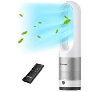 Senmeo Ventilateur Colonne Sans Pale de 55cm, Ventilateur Tour Silencieux avec Télécommande, 8 Vitesses, Oscillation à 90°, Minuterie 9h, Affichage LED, Ventilateur Sans Pale pour Chambre, Bureau