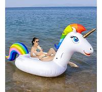 SENMI Bouée Licorne - Bouée Licorne Géante Licorne Gonflable Piscine Bouee Piscine avec des 3 Valves Rapides Spéciales Licorne Bouee Piscine pour Enfant Adulte