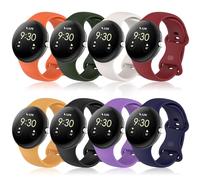 SenMore 8 Pièces Bracelet Compatible avec Google Pixel Watch 1/2/3 41mm/4 41mm, Réglable Bracelet de Sport en Silicone Souple Band pour Pixel Watch.