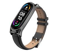 SenMore Bracelet en cuir pour Mi Band 5 Mi Band 4, Mi Band 3 Para Mi Band 4/3 GT Noir