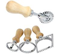 Senmubery Ensemble de Tampons pour Fabricant de Raviolis - Coupeur de Pate et Tampons de Presse avec Manche en Bois - pour Las Ravioli, Pates et Boulettes