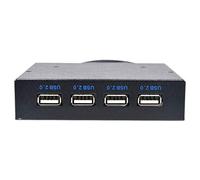 Senmubery Support de Connecteur D'Adaptateur D'Extension de Panneau Avant USB 2.0 HUB USB 2.0 4 Ports Baie de Disquettes 3,5 Pouces avec Cable 10 Broches pour Bureau