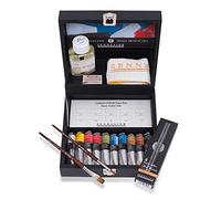 Sennelier Black Wood Set of Artist Oils, Includes Ten 21ml Tubes of Oil Color, Sennelier Cloth, Sennelier Charcoals, Green for Oil Medium, Two Precision Brushes, Honey Soap (10-130