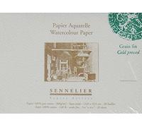 Sennelier, Bloc Collés 4 Côtés pour Aquarelles - Grain Fin 300 g - 20 Feuilles - 14,8 cm x 10,5 cm