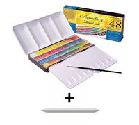 Sennelier Boîte 48 Demi Godets Aquarelle Extra Fine Et Estompe