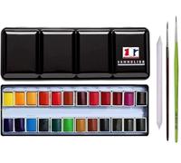 Sennelier Boîte de Peinture Aquarelle Extra-Fines, 24 Demi-Godets avec 2 Pinceau et estompe et 1 carte Boîte en métal