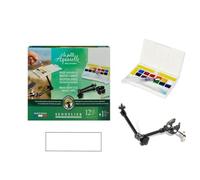 Sennelier la petite Aquarelle. Boîte 12 demi-godets et 1 bras articule + 1 Pinceau et 1 carte