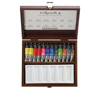 Sennelier Lot de 12 boîtes d'aquarelle en noyer pour artistes français, tubes de 10 ml, multicolore