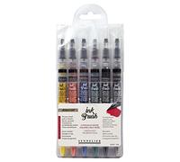 6 pinceaux encre aquarellable - Couleurs irisées - Ink brush Multicolore G