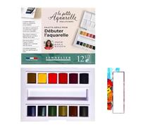 Sennelier Peinture Aquarelle. 12 x 1/2 godets. SÉLECTION Marie Boudon et 2 carte