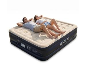 SENNOUL Matelas Gonflable Complet avec Pompe intégrée, lit Gonflable amélioré pour lit Double, Auto-Gonflable/dégonflage Rapide en 2 Minutes, 45,7 cm/295,8 kg Maximum, Soutien Fort, sans Fuite, sans