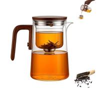 Senomi Infusion Glass Pot, Magnetic Tea Pot with Infusers For Loose Tea, Water Separation Glass Teapot with Wooden Handle, One-Click Teas Drinking (800ml/28oz)