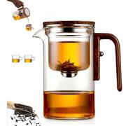 Senomi Infusion Glass Pot, Magnetic Tea Pot with Infusers, Senomi Teapot, with Wooden Handle, One-Click Tea Drinking, Easy Separation, for Home/Offices (Pot+2Cup,600ml)