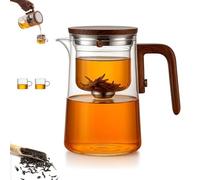Senomi Infusion Glass Pot, Magnetic Tea Pot with Infusers, Senomi Teapot, with Wooden Handle, One-Click Tea Drinking, Easy Separation, for Home/Offices (Pot+2Cup,800ml)