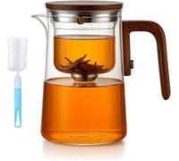 Senomi Infusion Glass Pot, Magnetic Tea Pot with Infusers, Teapot Blooming, Water Separation Glass Teapot with Wooden Handle with Filter (28 oz/800ml)