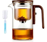 Senomi Infusion Glass Pot, Magnetic Tea Pot with Infusers, Teapot Blooming, Water Separation Glass Teapot with Wooden Handle with Filter (21 oz/600ml)