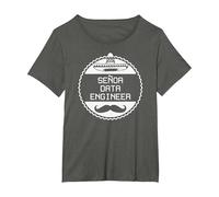 Senor Data Engineer - Funny Geek Joke T-Shirt, Femme Grandes Tailles, Asphalte, 4X