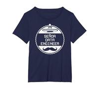 Senor Data Engineer - Funny Geek Joke T-Shirt, Femme Grandes Tailles, Bleu Marine, 4X