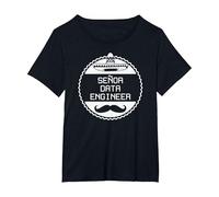 Senor Data Engineer - Funny Geek Joke T-Shirt, Femme Grandes Tailles, Noir, 4X
