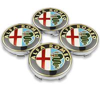 SENORI 4 Pièces Cache-Moyeu pour Alfa Romeo Giulietta Spider GT Giulia Mito 147/156/159/166 Stelvio 60mm, Bouchon de Jante, Enjoliveurs, Centre Roue Caps, éTanche à la Poussière/avec Badge