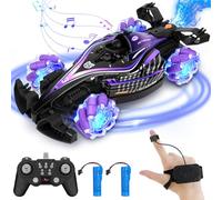 Senprity 4WD Auto Télécommande Contrôle Gestuel, Voiture RC Stunt Car 2.4Ghz Rotation à 360° RC Stunt Car Avec Lumières, Musique, Spray, Jouets Cadeaux Pour Enfants De 6 8 10 12 Ans, Violet