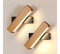 SENQIU 2 Pièce Applique Murale Intérieure Bois, 4W Lampe Murale Interieur
