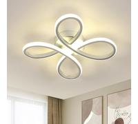 SENQIU Plafonnier LED Moderne, 30W Lampe de Plafond Créatif Floral Design, Luminaire Plafonnier Intérieur Argent pour Chambre, Salon, Salle de bain, Cuisine, Lumière Neutre 4500K, 30CM