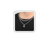 SENRAN Collier avec initiale A-Z superposée pour homme en acier inoxydable - Chaîne torsadée Figaro de 45,7 à 50,8 cm - Pendentif personnalisé avec breloque en forme de lettre - Cadeau pour femme