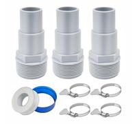 SENRISE Connecteurs de tuyau de piscine, adaptateur de tuyau combiné de 3,8 cm ou 3,8 cm avec 4 boucles et 1 ruban adhésif de rechange pour piscine hors sol, filtre écumoire