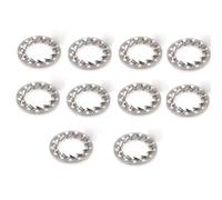 SENRISE Lot de 10 rondelles de verrouillage M2,5-M10 en acier inoxydable A2 résistant aux secousses à dents dentelées, argent
