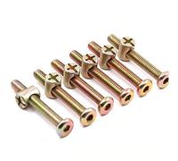 SENRISE Lot de 15 écrous à tête hexagonale M6 plaqué zinc avec écrou à tête hexagonale pour berceau, lit superposé ou lit d'enfant (45 mm)