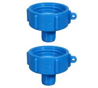 SENRISE Lot de 2 adaptateurs fourre-tout IBC, S60 x 6 à 25 mm - Adaptateur de vidange de réservoir d'eau en plastique - Connecteur de sortie de robinet pour huile, carburant, eau (bleu)