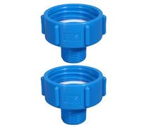 SENRISE Lot de 2 adaptateurs fourre-tout IBC, S60 x 6 à 32 mm - Adaptateur de vidange de réservoir d'eau en plastique - Connecteur de sortie de robinet pour huile, carburant, eau (bleu)
