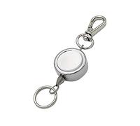 SENRISE Lot de 2 Porte Clef Cache Clé Rétractable en Acier Argenté, Acier Inoxydable et Fil d'Acier, Argenté, Diameter: 2 cm; Nylon Rope: 44cm