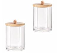 SENRISE Lot de 2 porte-tampons en coton, ouverture en forme de U, porte-filtre à café expresso, récipient de rangement avec couvercle pour pinces à cheveux en boule de coton