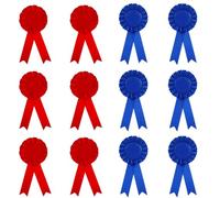 SENRISE Lot de 24 rubans vierges de récompense pour récompense, récompense, gagnant, ruban de reconnaissance de prix honorable pour bricolage, fête, mariage, compétition, sport (rouge + bleu)