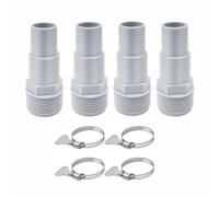 SENRISE Lot de 4 connecteurs de tuyau de piscine, adaptateur de tuyau combiné de 3,8 cm ou 3,8 cm avec 4 boucles, fournitures de rechange pour piscine hors sol, filtre écumoire