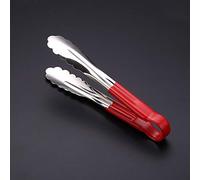 SENRISE Pince de cuisine en acier inoxydable résistant à la chaleur Pince de verrouillage pour la cuisson de la nourriture, le service de la salade, le barbecue, 1 lot (22,9 cm, lisse, rouge)