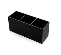 SENRISE Pot à crayons, 3 compartiments de rangement pour papeterie, pinceaux de maquillage pour la maison, l'école, le bureau (noir)