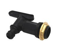 SENRISE Robinet de citerne, adaptateur de réservoir IBC en plastique avec filetage de 25 mm, bec verseur de seau de pluie avec fermeture en fil de laiton pour seau à pluie, réservoir, jardinage (noir)